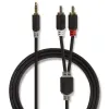 Nedis Sztereó audiokábel 3,5mm-es apa - 2 db RCA apa 0,5m Antracit (CABW22200AT05)