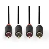 Nedis Sztereó audiokábel 2 db RCA apa - 2 db RCA apa 10m Antracit (CABW24200AT100)