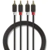 Nedis Sztereó audiokábel 2 db RCA apa - 2 db RCA apa 2m Antracit (CABW24200AT20)