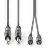 Nedis Sztereó audiokábel 2 db 6,35mm-es apa 2 db RCA-apa 1.5m Szürke (COTH23320GY15)