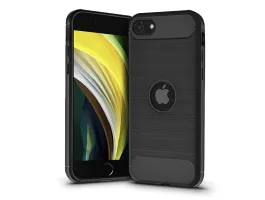 Apple iPhone SE 2020/SE 2022 szilikon hátlap - Carbon Logo - fekete