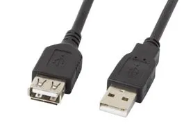 Lanberg  USB-A 2.0 hosszabbító (apa - anya) kábel 1.8m - Fekete (CA-USBE-10CC-0018-BK)