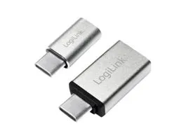 Logilink USB-C adapterkészlet, C/M - USB-A/F + C/M - Micro-USB/F, ezüst (AU0040)