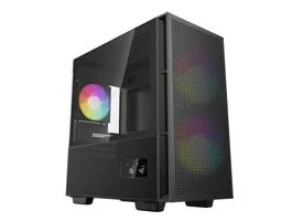 DeepCool Számítógépház - CH360 DIGITAL (fekete, 2x14cm +1x12 venti, Mini-ITX / Micro-ATX, 1xUSB3.0, A-RGB, fekete)